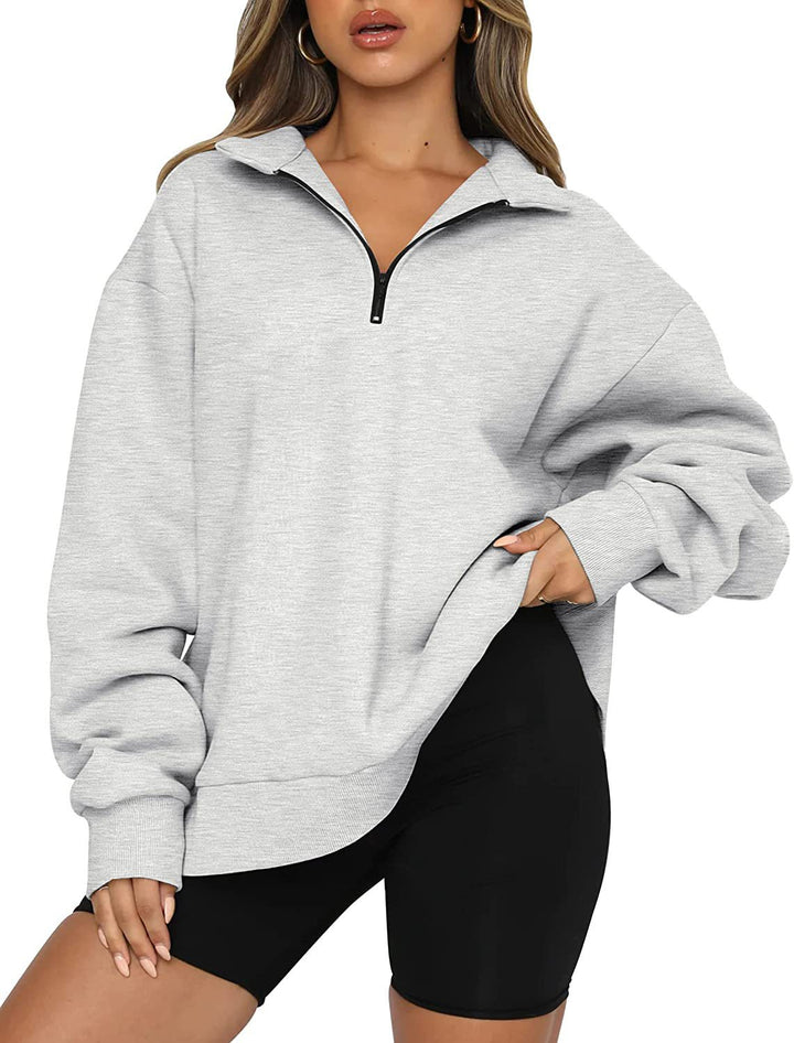 Damer hoodies med halv dragkedja och avslappnad passform Eva Jonsson-Eva Jonsson