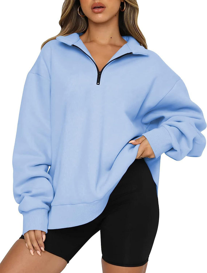 Damer hoodies med halv dragkedja och avslappnad passform Eva Jonsson-Eva Jonsson