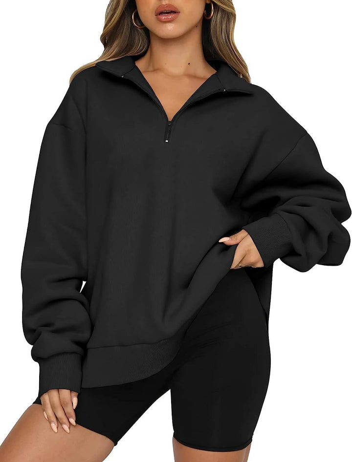 Damer hoodies med halv dragkedja och avslappnad passform Eva Jonsson-Eva Jonsson