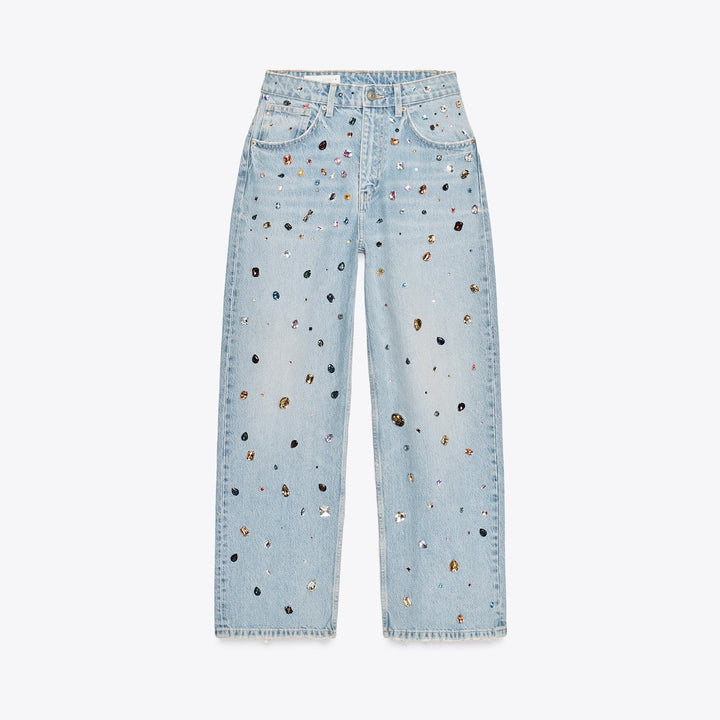 Damer jeans med glittrande paljetter och lös passform Mirla-Eva Jonsson