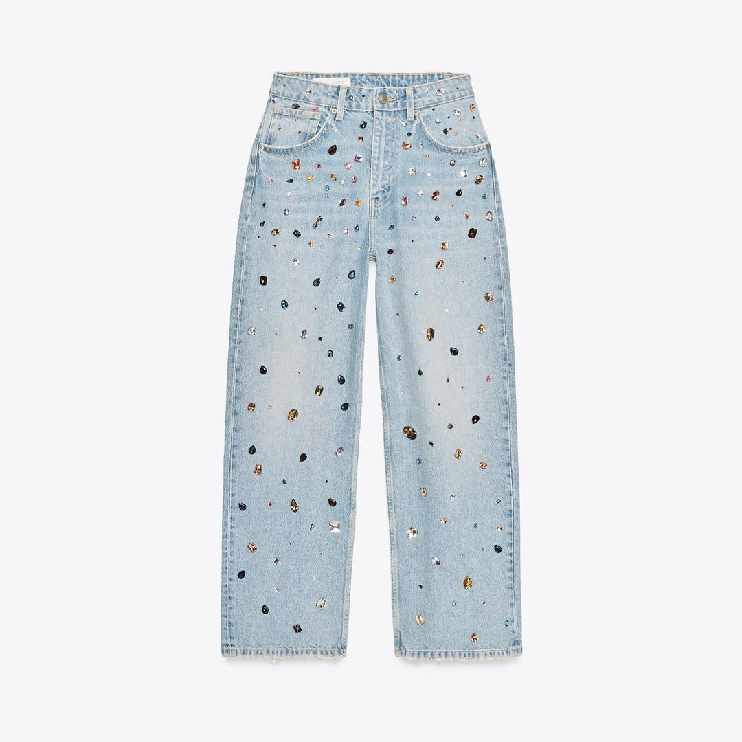 Damer jeans med glittrande paljetter och lös passform Mirla-Eva Jonsson