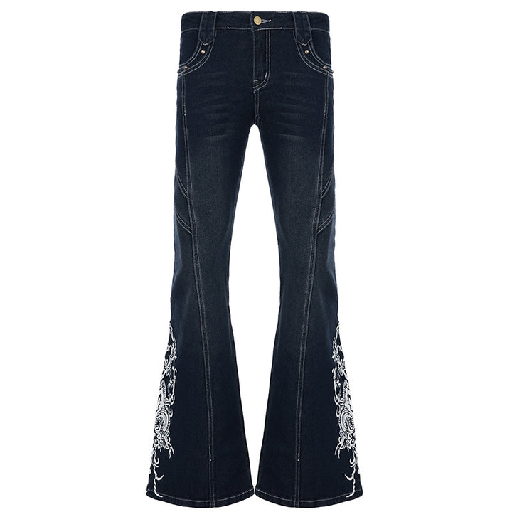 Damer jeans med utsvängd ben och elegant broderi Mirla-Eva Jonsson