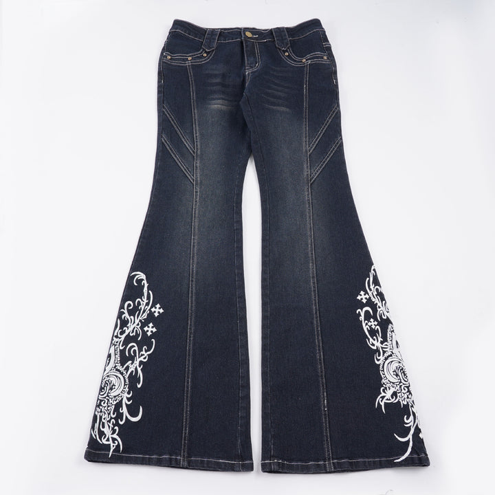 Damer jeans med utsvängd ben och elegant broderi Mirla-Eva Jonsson