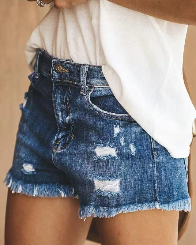 Damer jeanshotpants i avslappnad distressed-look med fransar Eva Jonsson-Eva Jonsson