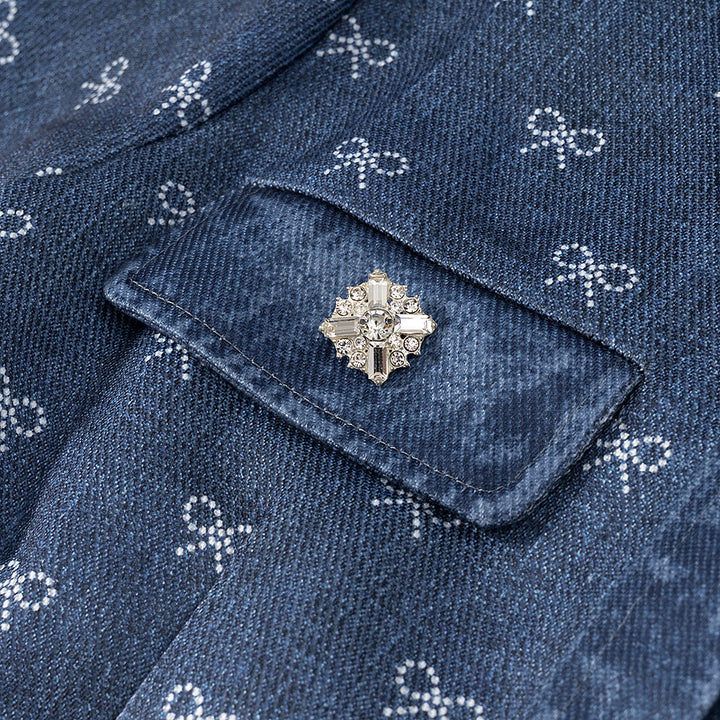 Damer jeansklänning med broderade detaljer och praktiska fickor Mirla-Eva Jonsson