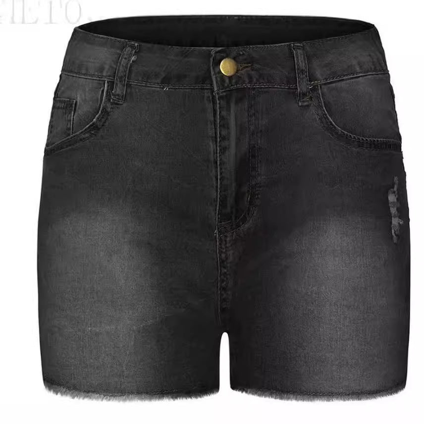 Damer jeansshorts med hög midja och fransig fåll Mirla-Eva Jonsson