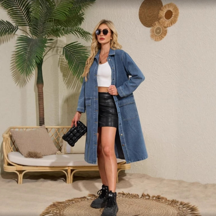 Damer jeansskjortklänning med praktisk ficklayout Eva Jonsson-Eva Jonsson