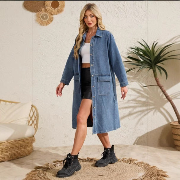 Damer jeansskjortklänning med praktisk ficklayout Eva Jonsson-Eva Jonsson