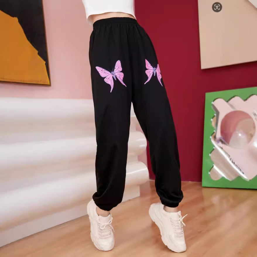 Damer joggingsbyxor med färgglad fjärils-motiv Mirla-Eva Jonsson