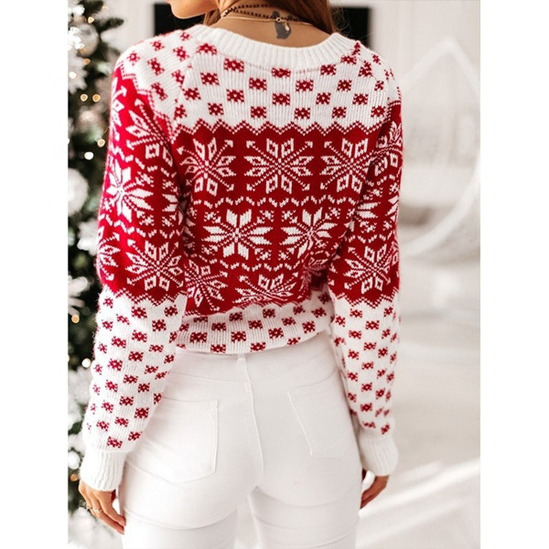Damer julsweater med festligt mönster och rundhalsutskärning Eva Jonsson-Eva Jonsson