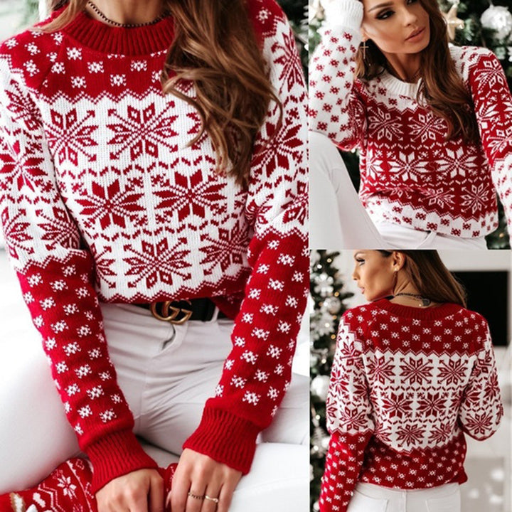 Damer julsweater med festligt mönster och rundhalsutskärning Eva Jonsson-Eva Jonsson