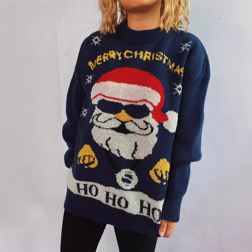 Damer jultröja med festligt Santa-motiv och avslappnad passform Mirla-Eva Jonsson