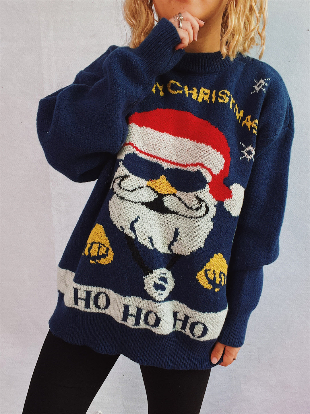 Damer jultröja med festligt Santa-motiv och avslappnad passform Mirla-Eva Jonsson