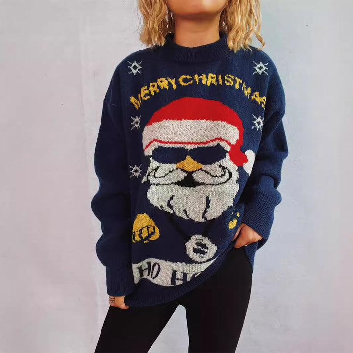 Damer jultröja med festligt Santa-motiv och avslappnad passform Mirla-Eva Jonsson