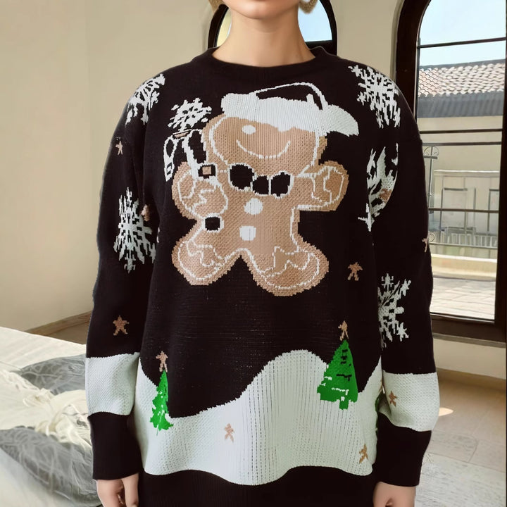 Damer jultröja med festligt pepparkaksmotiv Mirla-Eva Jonsson