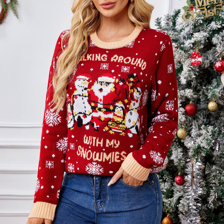 Damer jultruffé med rolig tomte och snögubbe-motiv Mirla-Eva Jonsson