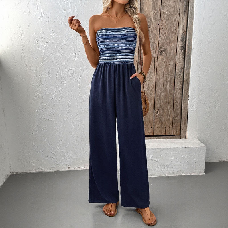 Damer jumpsuit med bandeau-överkropp och vid ben Mirla-Eva Jonsson