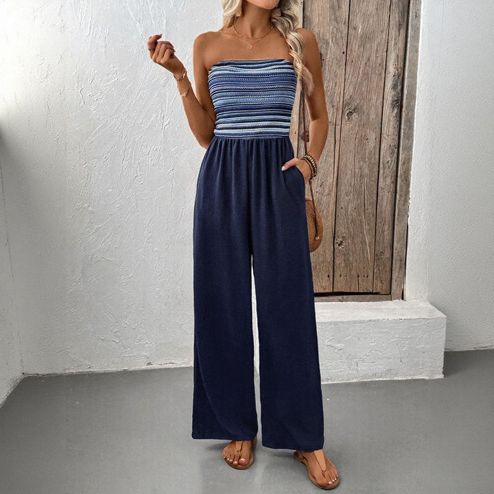 Damer jumpsuit med bandeau-överkropp och vid ben Mirla-Eva Jonsson