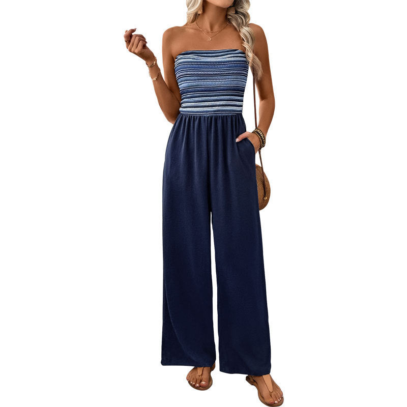 Damer jumpsuit med bandeau-överkropp och vid ben Mirla-Eva Jonsson