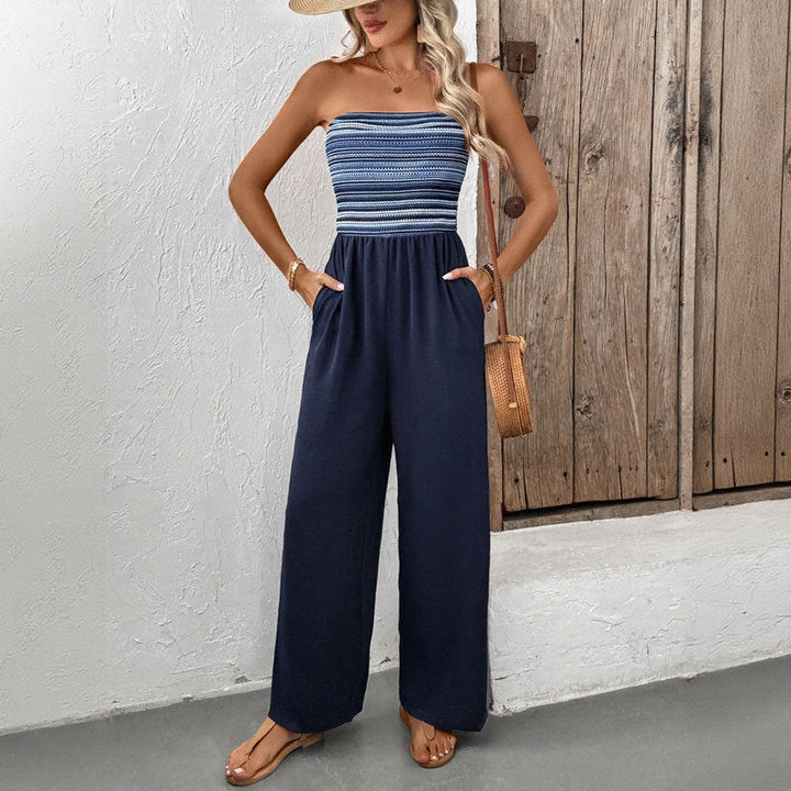 Damer jumpsuit med bandeau-överkropp och vid ben Mirla-Eva Jonsson