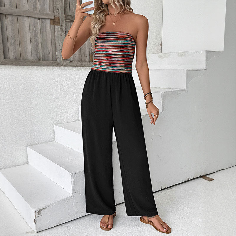 Damer jumpsuit med bandeau-överkropp och vid ben Mirla-Eva Jonsson