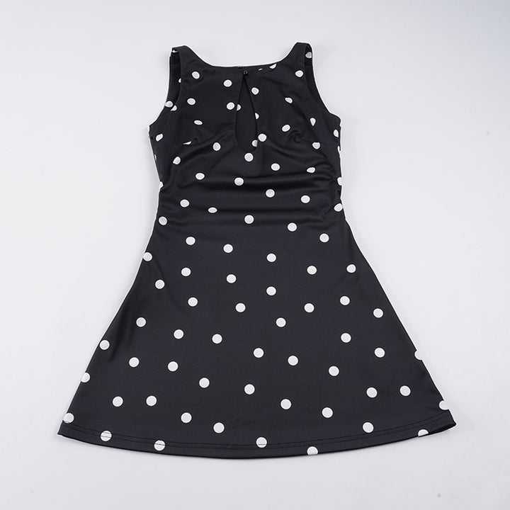 Damer klänning i lekfullt polka prickig design med flödande snitt Mirla-Eva Jonsson