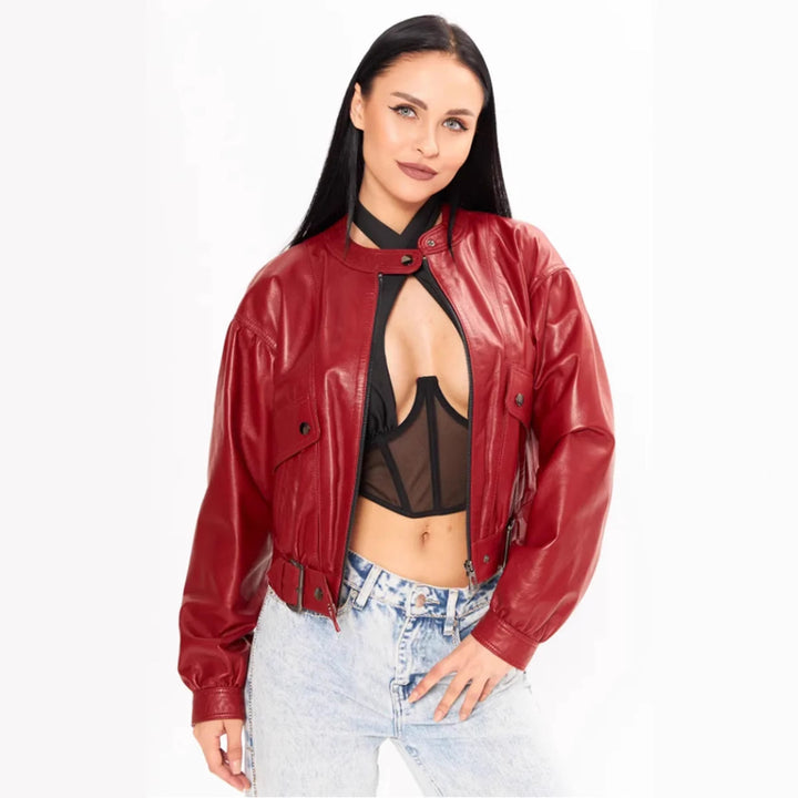 Damer klassisk konstläderjacka i mode oversized snitt Mirla-Eva Jonsson