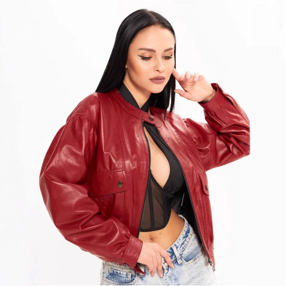 Damer klassisk konstläderjacka i mode oversized snitt Mirla-Eva Jonsson