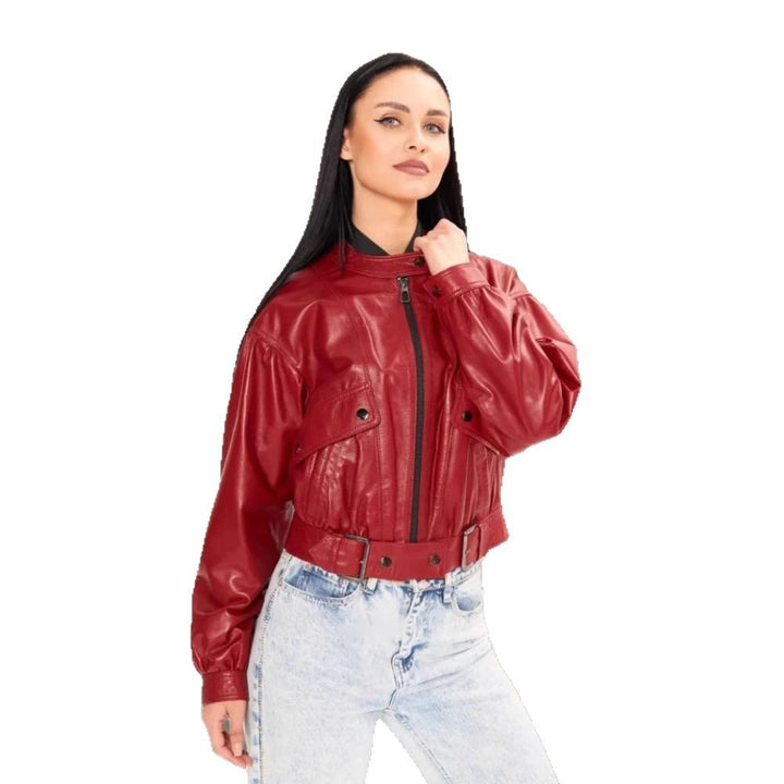 Damer klassisk konstläderjacka i mode oversized snitt Mirla-Eva Jonsson