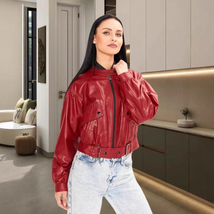 Damer klassisk konstläderjacka i mode oversized snitt Mirla-Eva Jonsson
