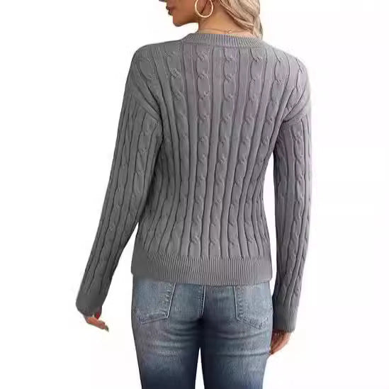 Damer klassisk stickad tröja med flätdesign Eva Jonsson-Eva Jonsson