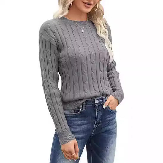 Damer klassisk stickad tröja med flätdesign Eva Jonsson-Eva Jonsson