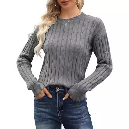 Damer klassisk stickad tröja med flätdesign Eva Jonsson-Eva Jonsson