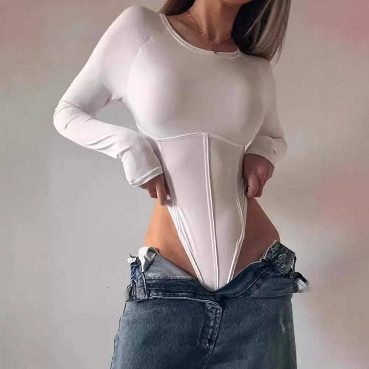 Damer kompressionsbodysuit med långa ärmar och figursydd design Mirla-Eva Jonsson