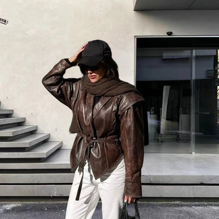 Damer konstläder blazer jacka med strukturerad silhuett Mirla-Eva Jonsson