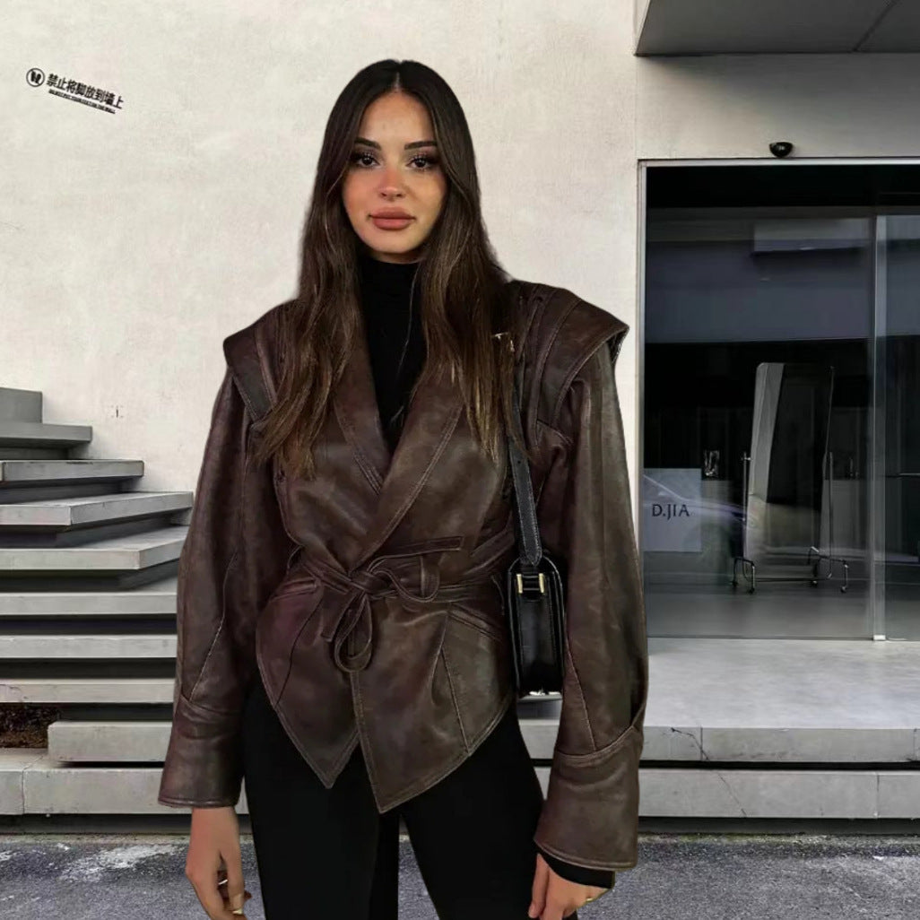 Damer konstläder blazer jacka med strukturerad silhuett Mirla-Eva Jonsson