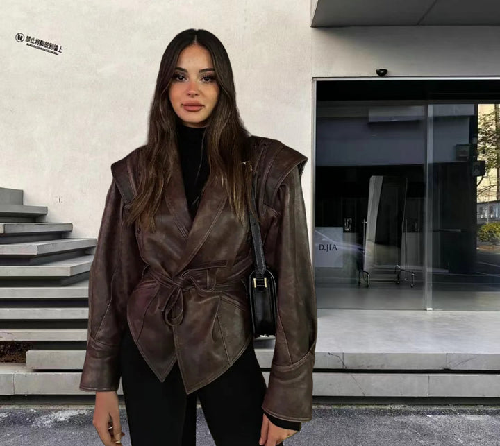 Damer konstläder blazer jacka med strukturerad silhuett Mirla-Eva Jonsson