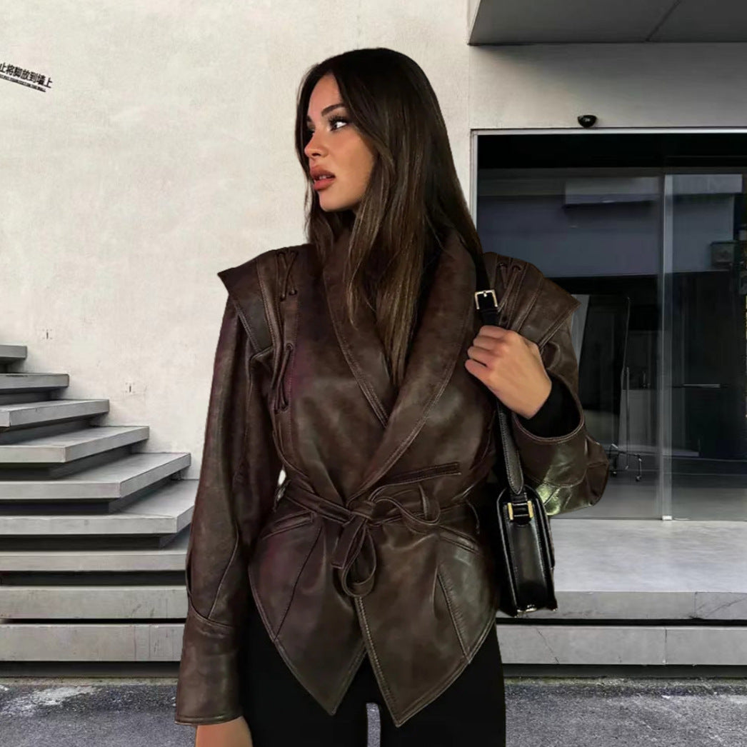 Damer konstläder blazer jacka med strukturerad silhuett Mirla-Eva Jonsson
