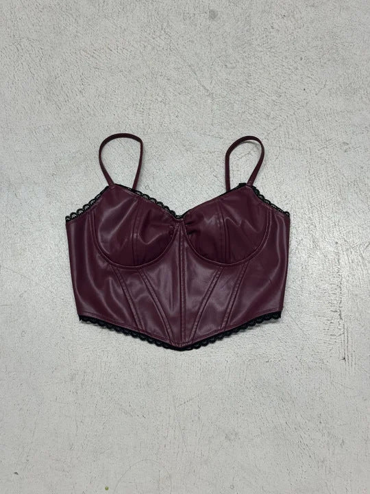 Damer konstläder bustier med förföriska spetsdetaljer Mirla-Eva Jonsson
