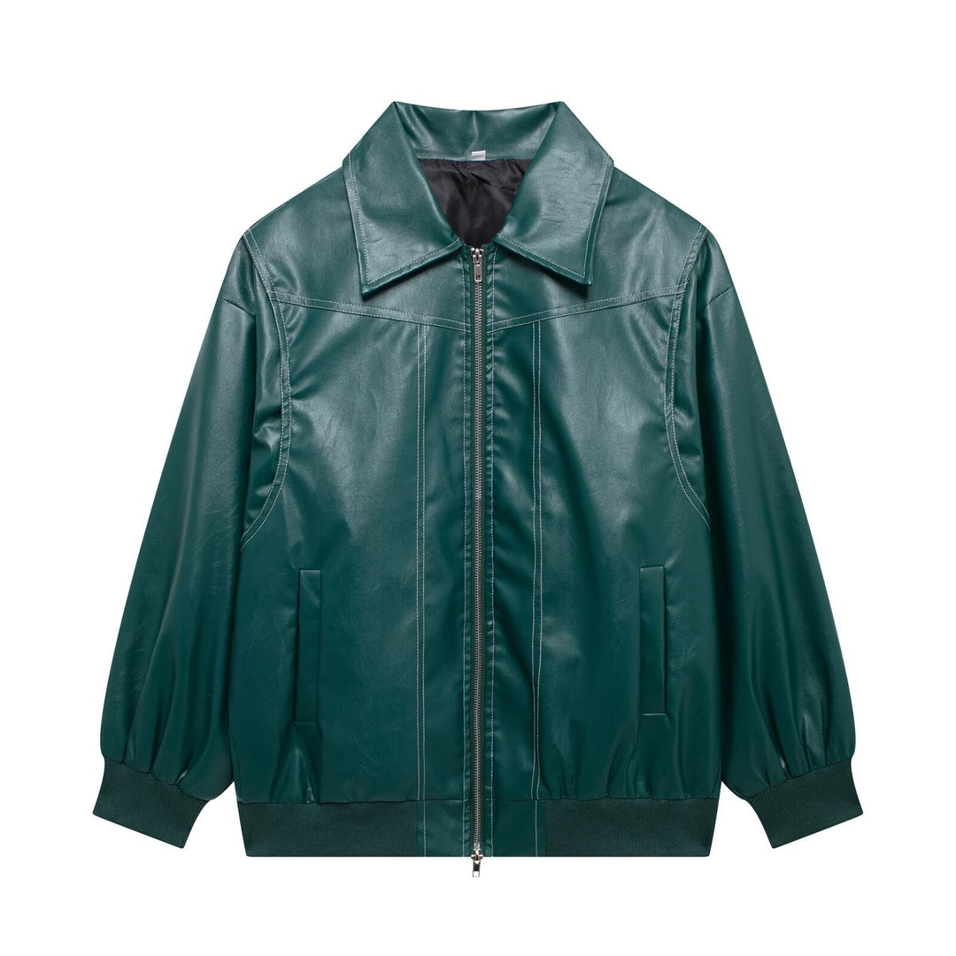 Damer konstläderjacka med avslappnad passform och elastisk nederkant Eva Jonsson-Eva Jonsson