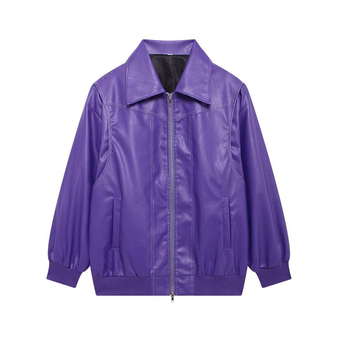 Damer konstläderjacka med elastiska muddar och hög krage Eva Jonsson-Eva Jonsson