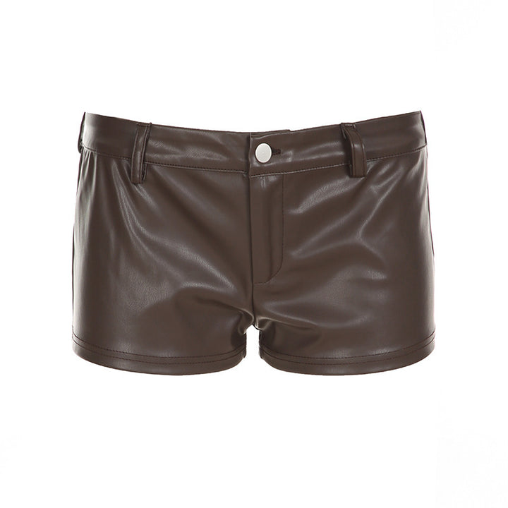 Damer konstlädershorts med dekorativa knapprand detaljer Mirla-Eva Jonsson