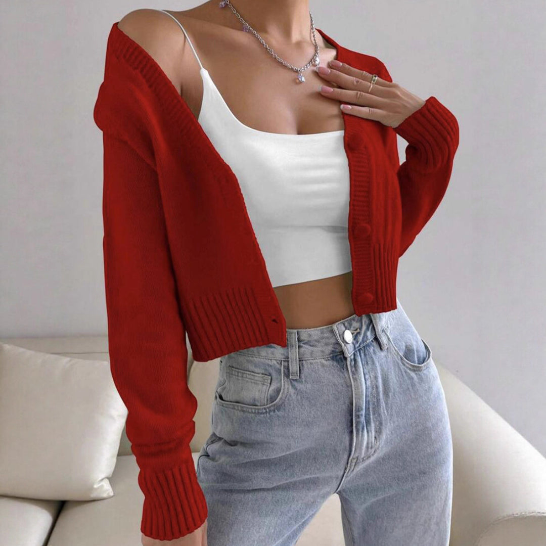 Damer kort kofta med fint ribbstickat mönster Eva Jonsson-Eva Jonsson