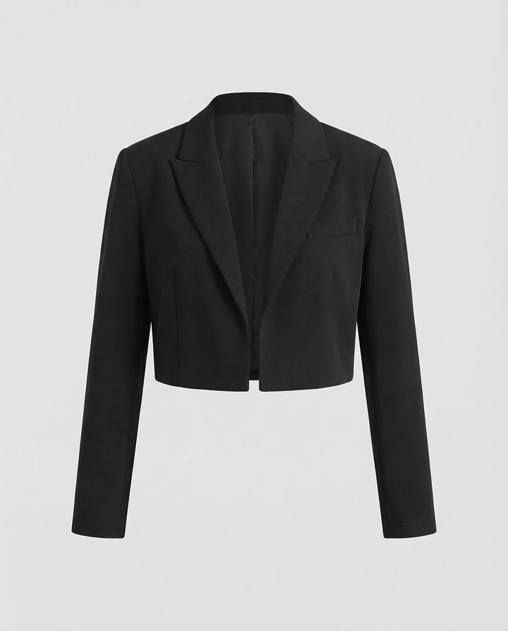 Damer kort skuren blazer med slagkrage-Eva Jonsson