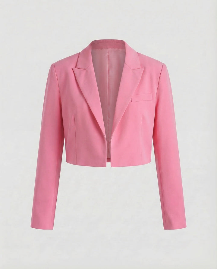 Damer kort skuren blazer med slagkrage-Eva Jonsson