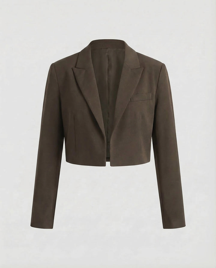 Damer kort skuren blazer med slagkrage-Eva Jonsson