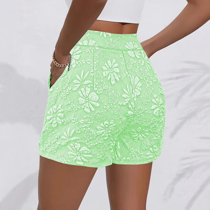 Damer korta byxor med blommönster och elastiskt midjeband Eva Jonsson-Eva Jonsson