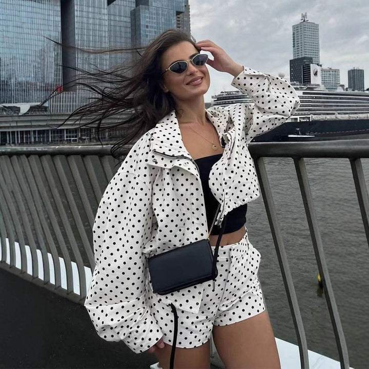 Damer korta byxor med prickar och hög midja Eva Jonsson-Eva Jonsson