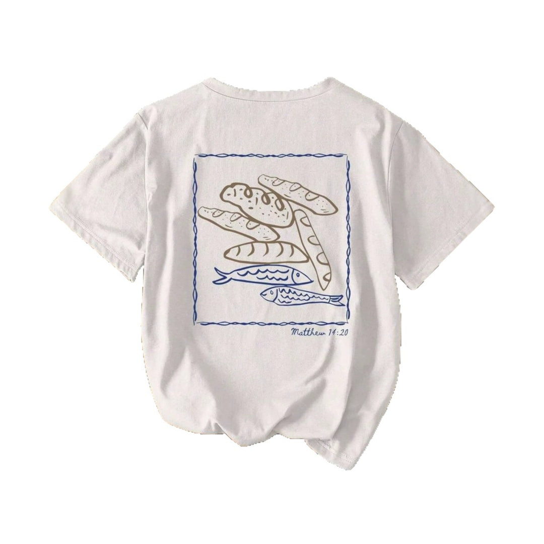 Damer kortärmad T-shirt med kreativt fiskenätsmotiv Mirla-Eva Jonsson