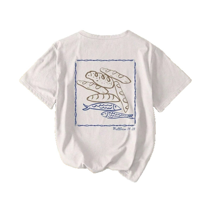 Damer kortärmad T-shirt med kreativt fiskenätsmotiv Mirla-Eva Jonsson